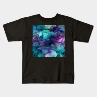 Ombre Watercolor Teal and Purple Kids T-Shirt